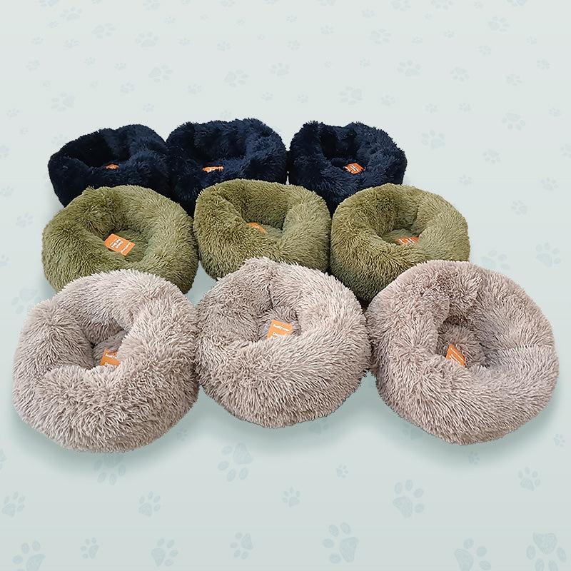 60x26 Blue Black Fluffy Donut Pet Bed