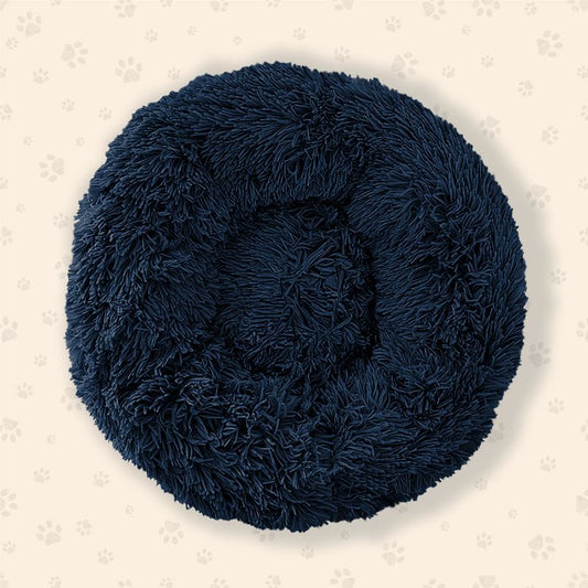 60x26 Blue Black Fluffy Donut Pet Bed