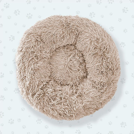 60x26 Beige Fluffy Donut Pet Bed