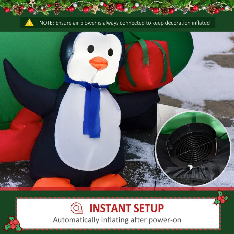1.2m Christmas Inflatable Decoration w/ Santa Claus Penguin for Holiday Party
