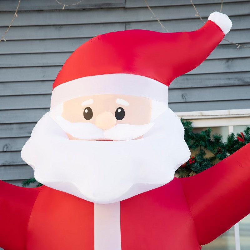 8ft Inflatable Christmas Santa Claus Holds Light Sign of Blessings