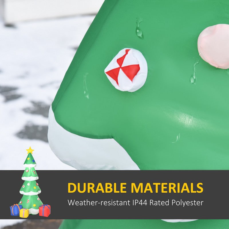 Homcom 6ft Tall Inflatable Christmas Tree with Star and Multicolour Gift Boxes Huge Lighted Outdoor Decoration with 3 Built-in LED Lights Xmas Inflatables Toy in Yard Lawn Garden