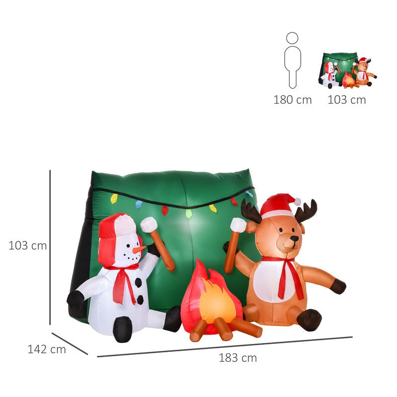 3.5FT Christmas Inflatable Snowman with Deer Outdoor Home Garden Decoration
