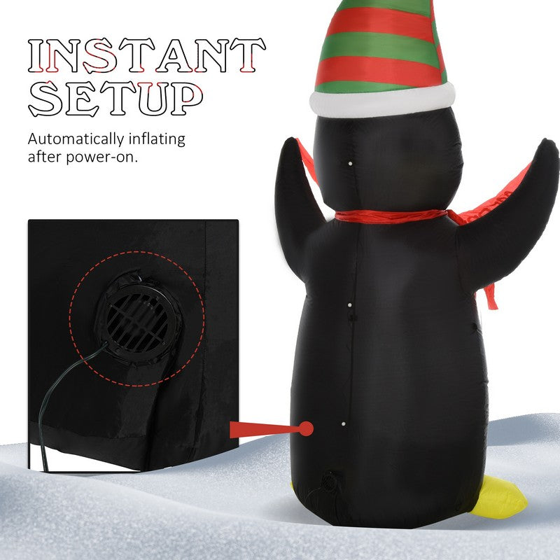 Homcom 2.4m LED Polyester Outdoor Christmas Inflatable Penguin